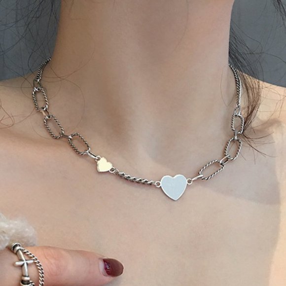 *NEW 925 Sterling Silver Vintage Heart Necklace - Picture 1 of 10